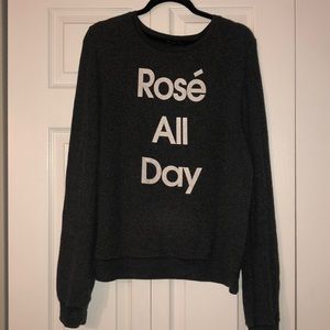 Wildfox ROSÈ ALL DAY Sweatshirt Top Medium